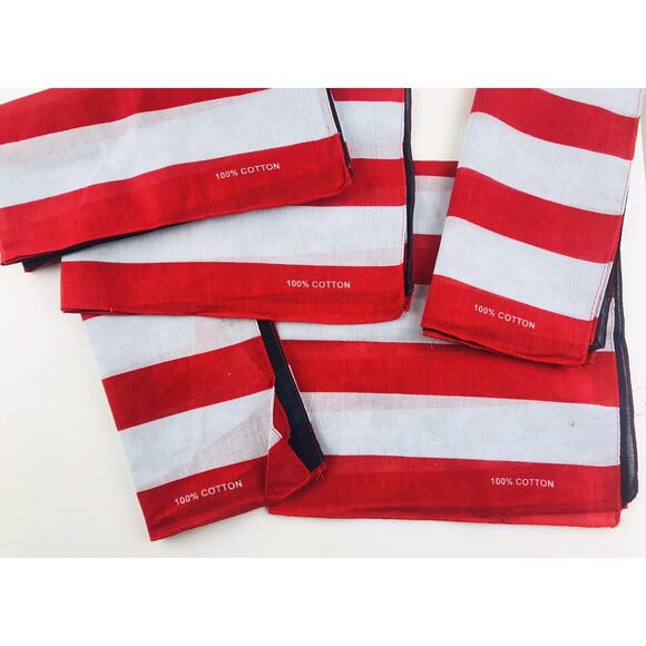 Set of 5 Vintage 100% Cotton American Flag Bandana Handkerchief USA Made 21" - Picture 8 of 9